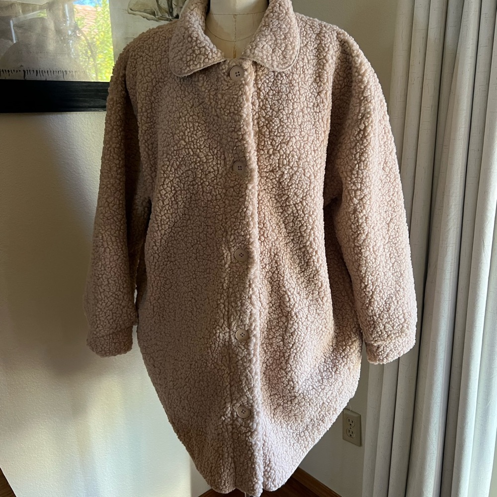 World Market oatmeal faux Sherpa fleece jacket one size